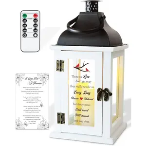 Memorial Lantern Bereavement Sympathy  for Loss of Loved One, Remembrance  with LED Candle & Remote