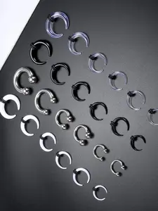 24 Pcs Mixed Ear Stretching Accessory Pack for Women Men Quality Plastic Robust Surgical Steel Making for Piercing Remodeling All-round Selection Arc-shaped Styles Spike Tapers Ox Style Plugs Expanders Tough Black Rubber Loops