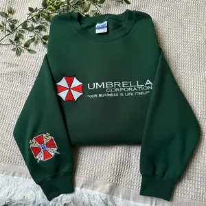 Embroidery Umbrella Corporation Logo Sweatshirt | Vintage Residence Evil Zombie Video Game Fans t-shirt, Movie Seri
