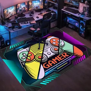 Game Controller Pattern Floor Mat, 1 Count Colorful Soft Comfortable Glow in The Dark Area Rug, Decorative Carpet for Home Living Room Bedroom
