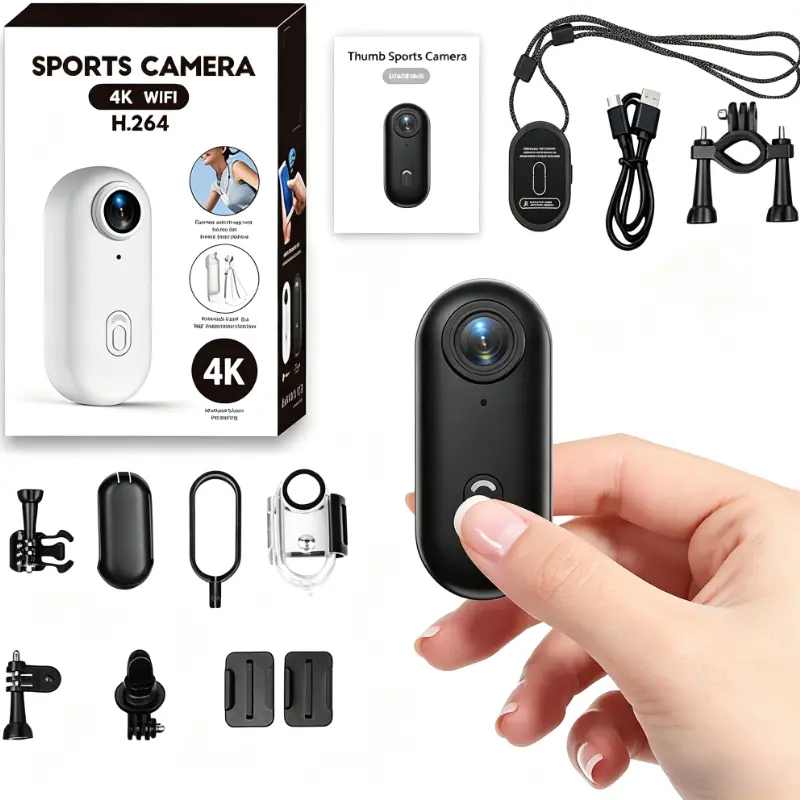 MUOXUEQN Rechargeable Waterproof 32G Memory Portable 1080p Mini Action Camera - Thumb-Sized Wearable Helmet Bike Device with Cable, Lens, Button Control, Charging Support, Hands-Free Recording, Compact Gift