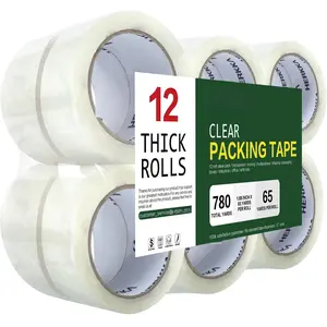 Clear Packing Tape, 12 Rolls Heavy Duty Packaging Tape for Shipping Packaging Moving Sealing, Thicker Clear Packing Tape, 1.88 inches Wide, 65 Yards Per Roll, 780 Total Yards