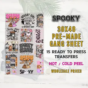 Spooky Halloween DTF Gang Sheet, Halloween Premade Ready To Press Transfers for T-Shirts, Spooky Cute Ghosts, Witches DTF, Spooky Dtf Prints