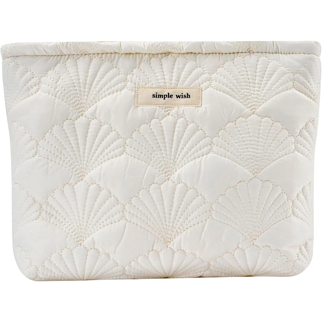 Quilted   Makeup bag, Coastal Granddaughter Aesthetic  Bag, Cute Seashell Portable Travel Toiletry Pouch (01White)