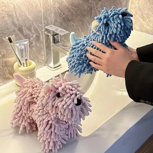 Trending Cute Dog-Shaped Hand Towel for Kitchen & Bathroom - Hanging Microfiber Towel, Wall-Mounted Absorbent Cloth, Household Adorable Pet-Themed Accessory, Pink Puppy Design