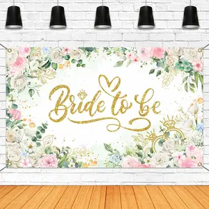 Bride to Be Banner Floral Bridal Shower Party Backdrop Spring  Wedding Party Decorations  for Engagement Background for Photography ( and , 70.8 x 43.3 Inch)