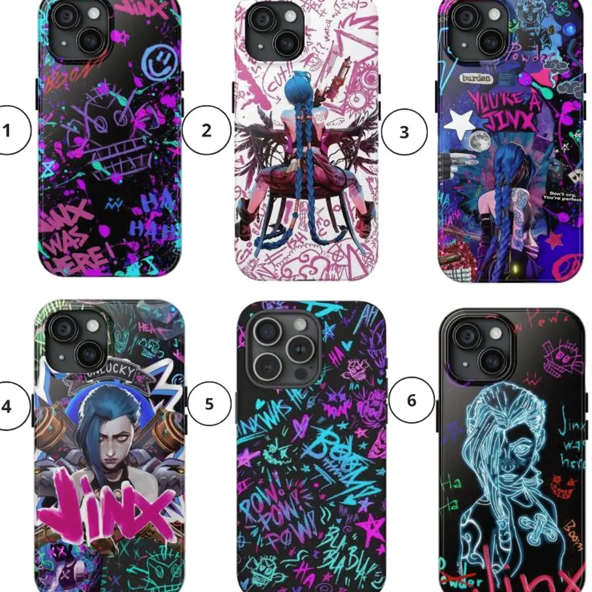 Jinx Arcane-Inspired Tough Phone Case, Phone Cases Phone Cover Hard Case Tough 2-piece Phone Case