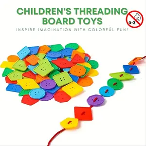 60pcs Geometric Lacing Board Toy Set, Early Education Puzzle Toys, Toddler Busy Board, Shape Sorter, Multiple Colors and Shapes, Finger Flexibility Training, Ideal Gift