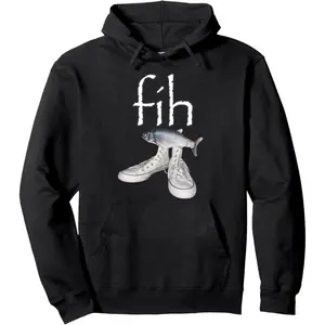 Men's Fih Shoes Fish Meme Graphic Hoodie - Blend Black Long Sleeve Pullover Regular Fit  Soft & Breathable Fabric, Durable Print, Everyday Comfort, Machine Washable, funny meme humor calling