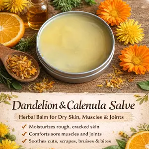 Dandelion Herbal Body Balm - Dry Skin Moisturizer, Botanicals Formula Ingredients Body Balm for Muscle Ache, Joint Ache