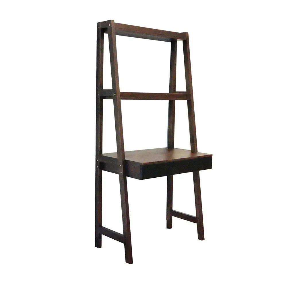Ladder Desk, Ladder Style Display Shelf - Natural Wood / Brown