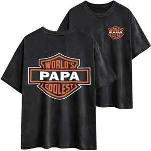 World's Coolest PAPA/Grandpa/Grandma Nickname Gift Motorcycle Dad /Mom Print Back Font Shirt Sweatshirt Hoodie, Father's Day Tee Birthday Gift from Grandkids/Kids Menswear Top 25626