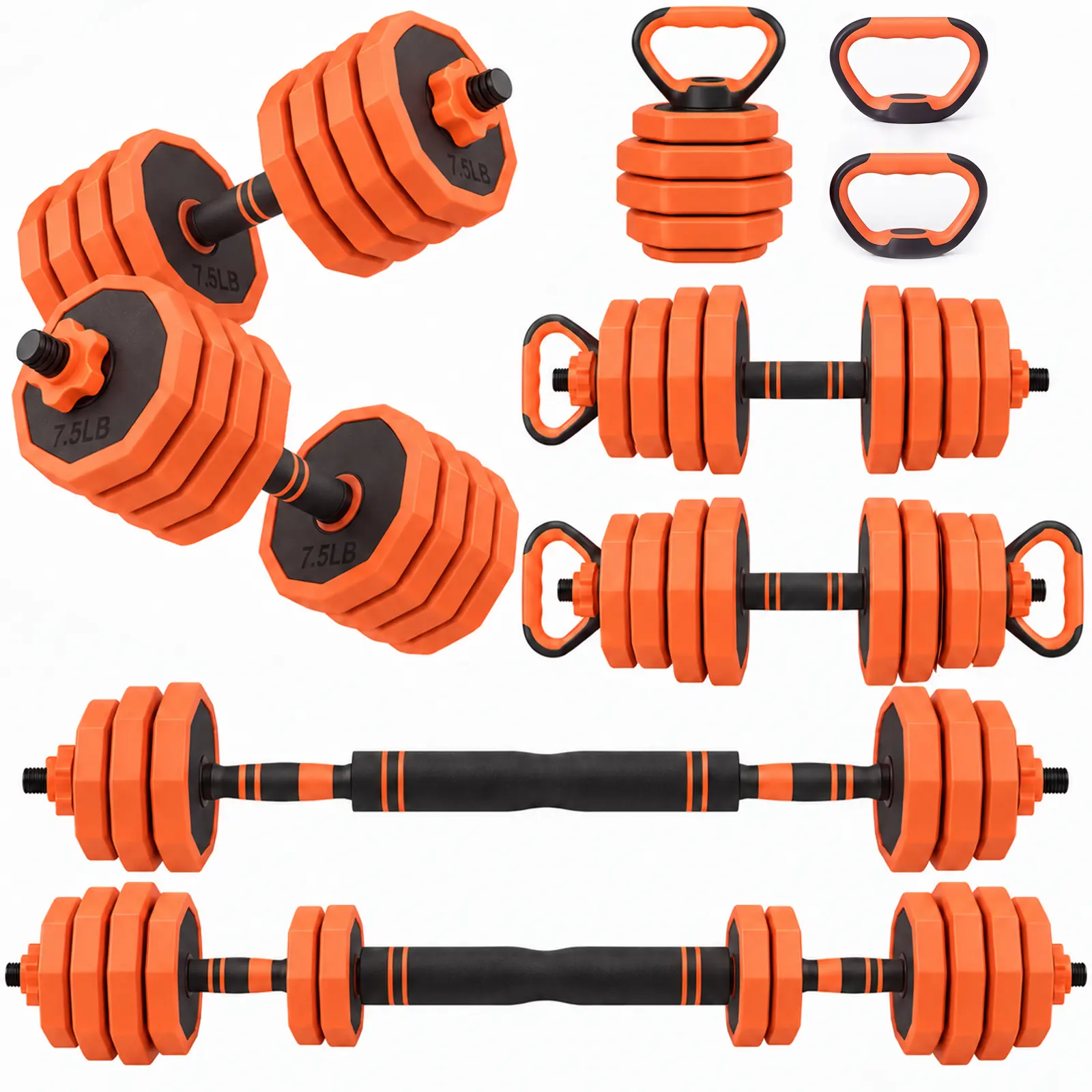 Cooelf Adjustable Dumbbells Set (45/65/85lbs) - 4-in-1 Home Gym Equipment with Barbell Connector, Kettlebell Handle, Anti-Roll Hex Plates, Quick Adjust, Space-Saving Weights for Arm Strength Training, Portable Adjustable Dumbbell Handle Weight Lifting