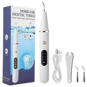 Portable Electric Tooth Cleaner, 1 Set Rechargeable Teeth Polisher with LED Light & Replacement Heads, Oral Irrigator for Home & Travel