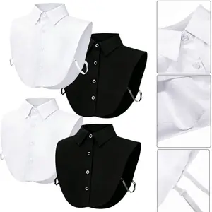 2/4 PCS Women's detachable collar cover, buttoned collar for sleeveless shirt, round-neck top accessory,Shirt Collar
