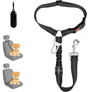 2-in-1 Dog & Cat Car Seat Belt Tether, Adjustable Elastic Bungee Pet Safety Restraint, Universal Fit for All Vehicles, Prevents Jumping & Distracted Driving, with Reflective Stitching, Ideal for Travel & Road Trips  #Summervibes #petlovers