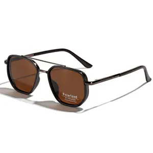 school sunglass Polarized TR90 Sun glasses Vintage Square Flattop Sun Glasses Double Bridge Metal UV400 Eyewears for girls Women Men beach travel shiny shades hair friendly sunnies