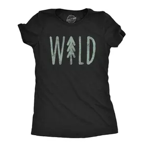 Womens Wild T shirt Cute Vacation Adventure Camping Hiking Vintage Graphic Tee Funny Womens T Shirts Cute Vintage Fashion Casual Ladies T-Shirt Gift Funny Camping Top Women's Novelty Tees Black