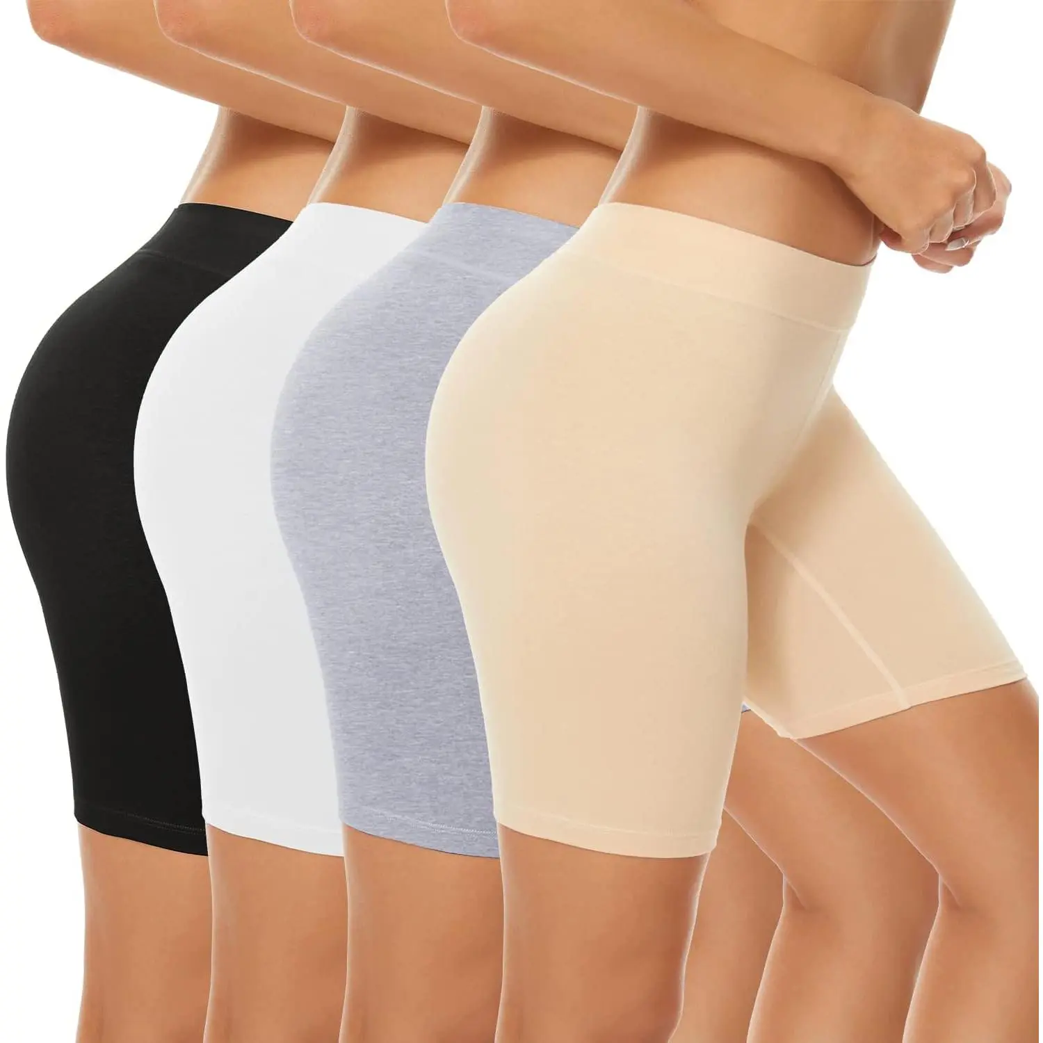 4 Pack Women's Cotton Underwear Boxer Shorts Anti Chafing  Shorts Boyshorts Panties Regular & Plus Size