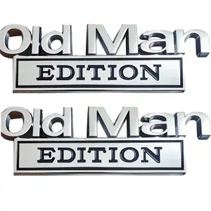 2PCS Old Man Edition Car Emblem 3D Metal Sticker Badge Old Man Edition Car Stickers Emblem Metal Badge Bumper Decals for Truck, SUV