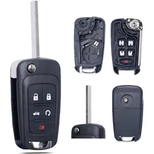 Key Fob Shell Case Replacement Fits for Chevy Cruze Malibu Equinox Sonic Impala GMC Terrain Buick Lacrosse 2011 2012 2013 2014 2015 2016 Keyless Remote Control 5 Button Flip Key Pad Cov2026