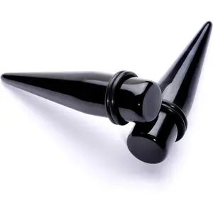 Unisex Ear Gauges Stretching Kit Straight Tapers for Stretched Ears Black Acrylic Taper Set