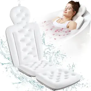Bath Pillow Ergonomic Luxury Bathtub Pillow with Head Neck, Shoulder and Back Suppor 4D Mesh Fabric and Non-Slip Suction Cups
