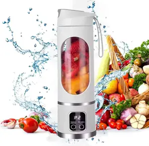 【Father's Day gift】USB Rechargeable Portable Blender With LED Display & Stainless Steel Blades, 450ml Fast Ice Crushing For Protein Shakes & Smoothies, Leak-Proof Compact Design Ideal For Gym, Office, Camping, Travel And Back To School