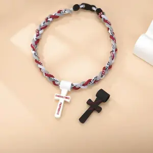 Kids Stuff Male Baseball Necklace for Boys 8-12, Triple Rope Tornado Sports Cross Necklace, Inspirational Christian Baseball Jewelry Gift for Son or Grandson