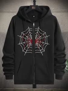 Autumn and winter new men's jacket spider web pattern printing regular large size travel holiday outdoor camping leisure sports fitness running men's clothing