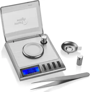 GEM20-20g x 0.001 Grams, High Precision Digital Milligram Jewelry Scale, Reloading, Jewelry and Gems Scale, Calibration Weights and Tweezers Included Home
