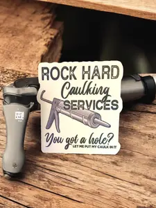 Rock Hard Caulking Services Funny Sticker, Electrician, Electrical, Construction Skeleton Decal, Hard Hat Sticker, Blue Collars Stickers, Journeyman, Sparks