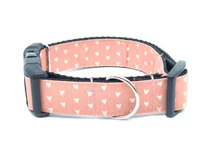 Pale Pink and White Hearts Dog Collar