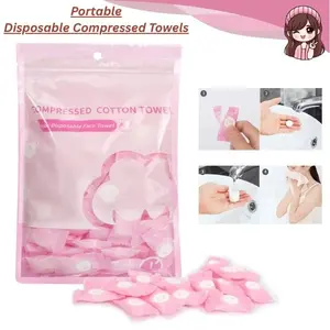 Portable Disposable Compressed Towels 100 PCS – Cotton Coin Tissue for Travel, Camping, Hiking, Sports & Beauty Care Pink