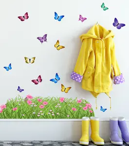 Create-A-Mural Spring Butterfly Meadow Grass Border Wall Decals - Durable & Washable Vinyl Stickers for Home Garden Decor, 28" Wide, Perfect for Kids' Rooms & Playrooms