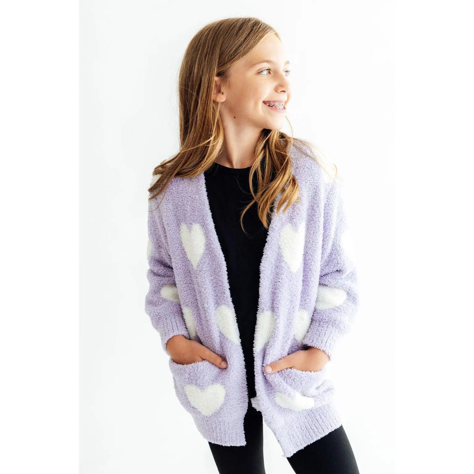 Lavender/Coconut Heart Cozy Cardigan