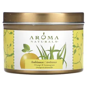 Aroma Naturals Soy VegePure, Travel Tin Candle, Ambiance, Orange & Lemongrass, 2.8 oz (79.38 g)