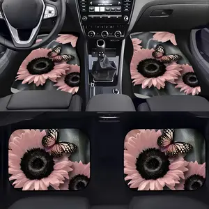 Flower Pattern Car Floor Mat, Universal Car Interior Floor Mat, Car Interior Accessories Car Mats for Women & Girls