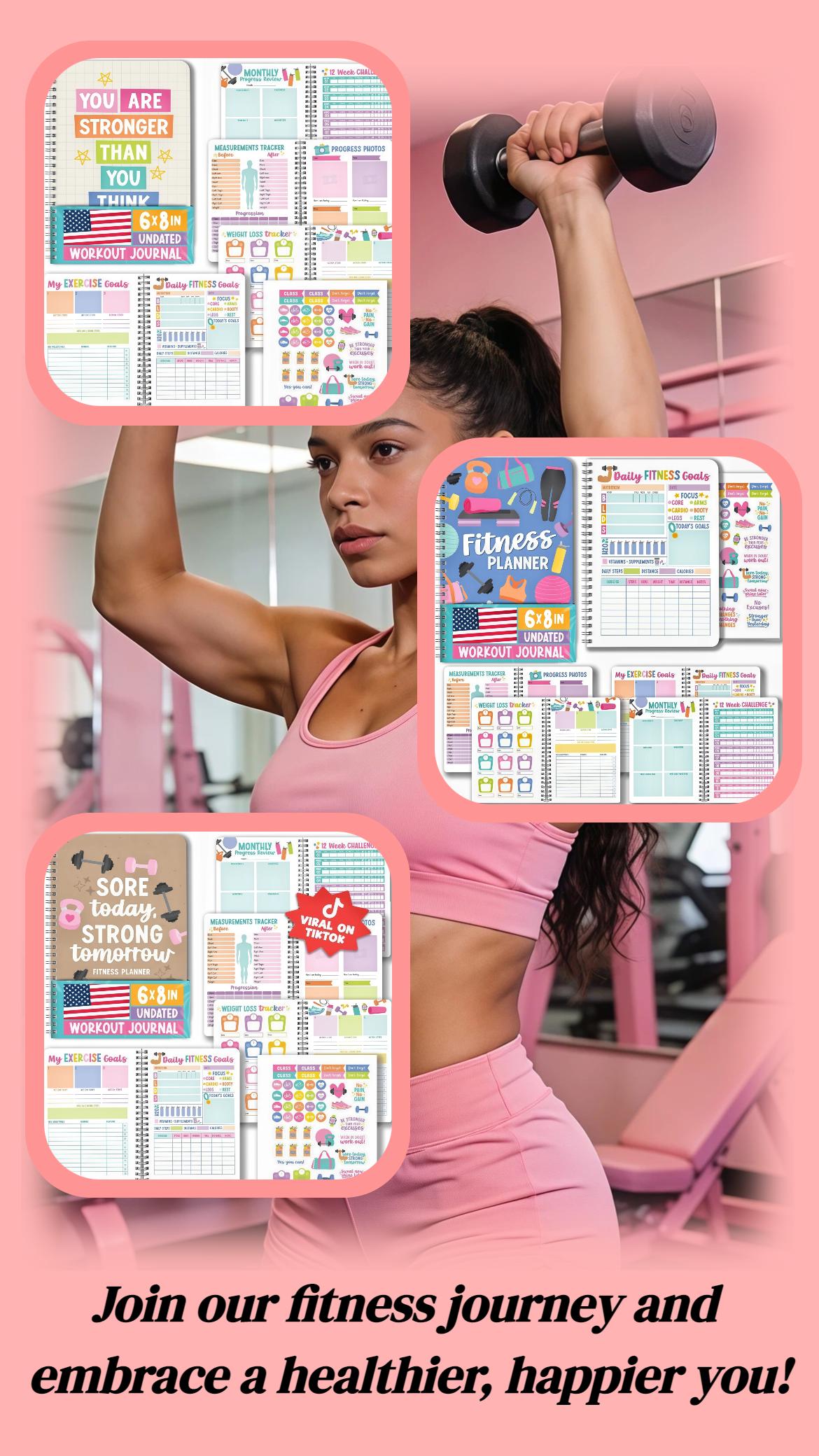 Workout Journal for Women - Undated Fitness Log, Exercise Planner & Weight Loss Tracker, Health & Fitness Journal 2026