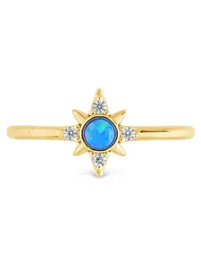 Sterling Silver Blue Opal Sparkle Ring