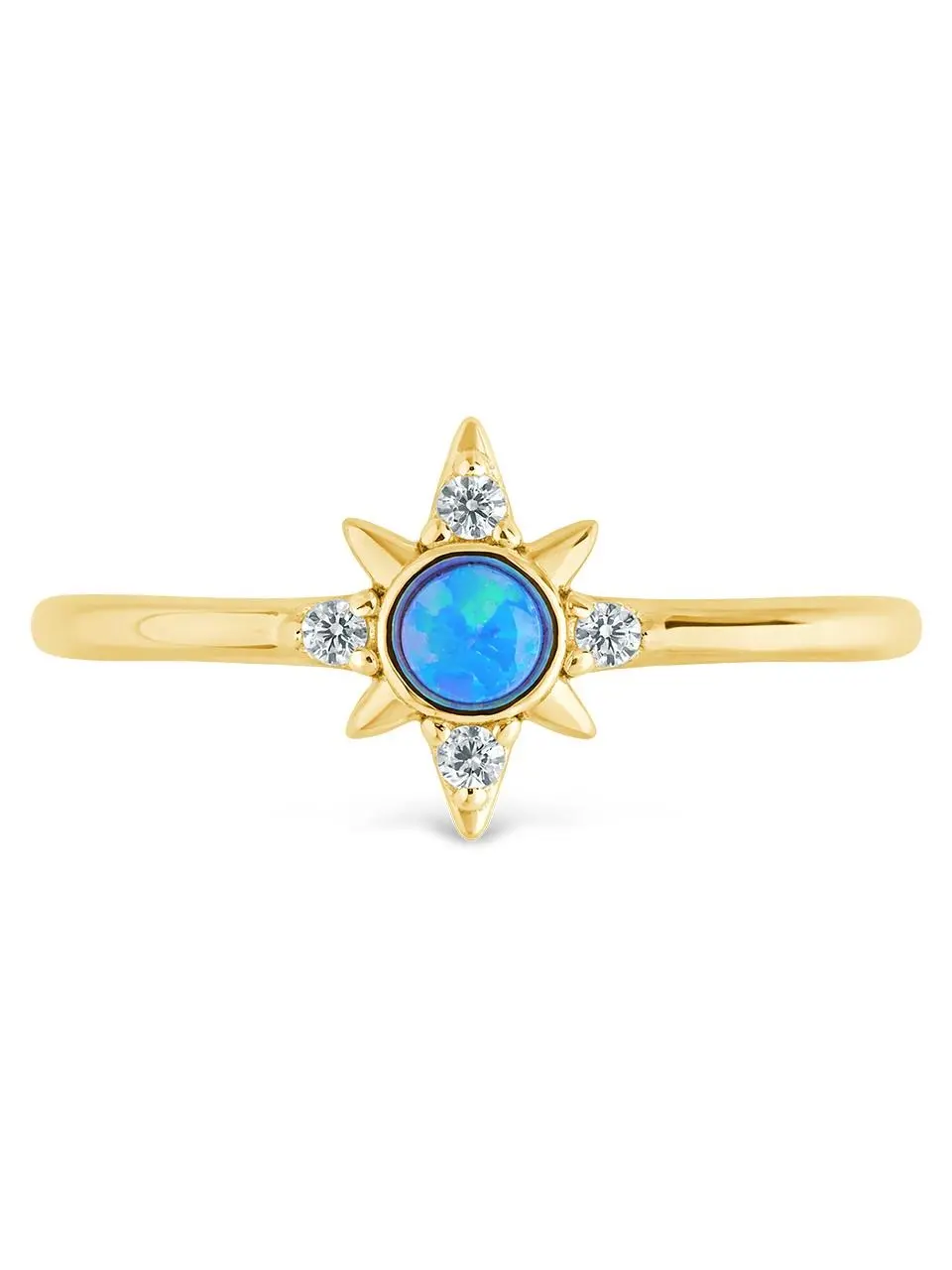 Sterling Silver Blue Opal Sparkle Ring