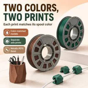 Metallic Teal & Coffee Brown PETG Filament 1.75mm, Glossy Rich Metallic Luster, 0.66lbs Neatly Wound Compact Spool, Airtight Vacuum Anti-Moisture Pack, Sturdy Durable Premium Printing Material Fully Compatible With All Desktop FDM 3D Printers