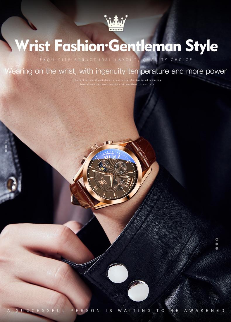 OLEVS Men’s Chronograph Watch Leather Strap Waterproof Quartz Wristwatch with Date Moon Phase Luminous Hands Business Casual Gift for Men 2876 OLEVS Men’s Chronograph Watch Leather Strap Waterproof Quartz Wristwatch with Date Moon Phase Luminous Hands Business Casual Gift for Men 2876