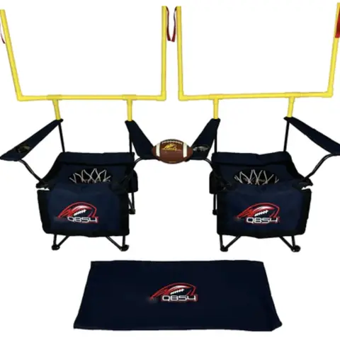 QB54 Creative gift Navy Set with 2 Chairs Field Goal Posts Inflatable Rubber Football Foam Kicking Tee Pump Carry Bag Sports Outdoor Ball Equipment Football Game
