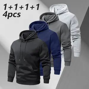 Autumn and Winter Korean Style Fashion Casual Sports Hoodie with Drawstring, Men's Long Sleeve, Fleece Lined Warm and Comfortable Men's Top, Front Kangaroo Pocket Large Capacity Design, Suitable for Outdoor Leisure, Hiking, Commuting, Travel, etc., Multi-