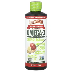 Barlean's Seriously Delicious®, Omega-3 From Flax Oil, Strawberry Banana Smoothie, 2,968 mg, 16 oz (454 g)