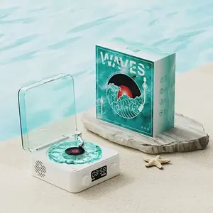 Portable Wireless Speaker, USB Rechargeable Bluetooth-compatible Speaker with Colorful Atmosphere Light, Home Record Player Speaker for Home Travel Dormitory Outdoor