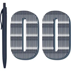 100 Pack No Bleed Blue Barrel Click Pens, Wholesale Retractable Ballpoint Pens, Medium Point, Smooth Ink, 1.0MM Black Ink