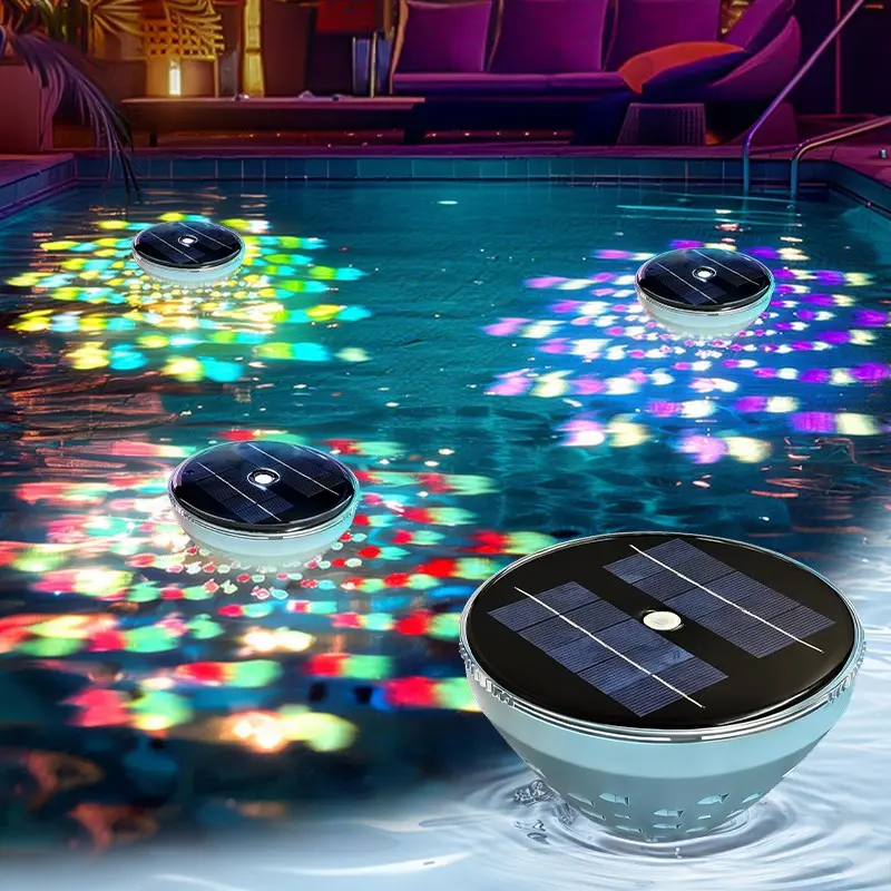 Solar Water Floating LED Light, 5 lighting modes, touch control, RGB Gradient for Pools, Fountains, Gardens and Courtyards - IP67 Outdoor High Quality Ambient Lighting, Fountain Lights, Solar Patio Lights, Poolside Solar Light