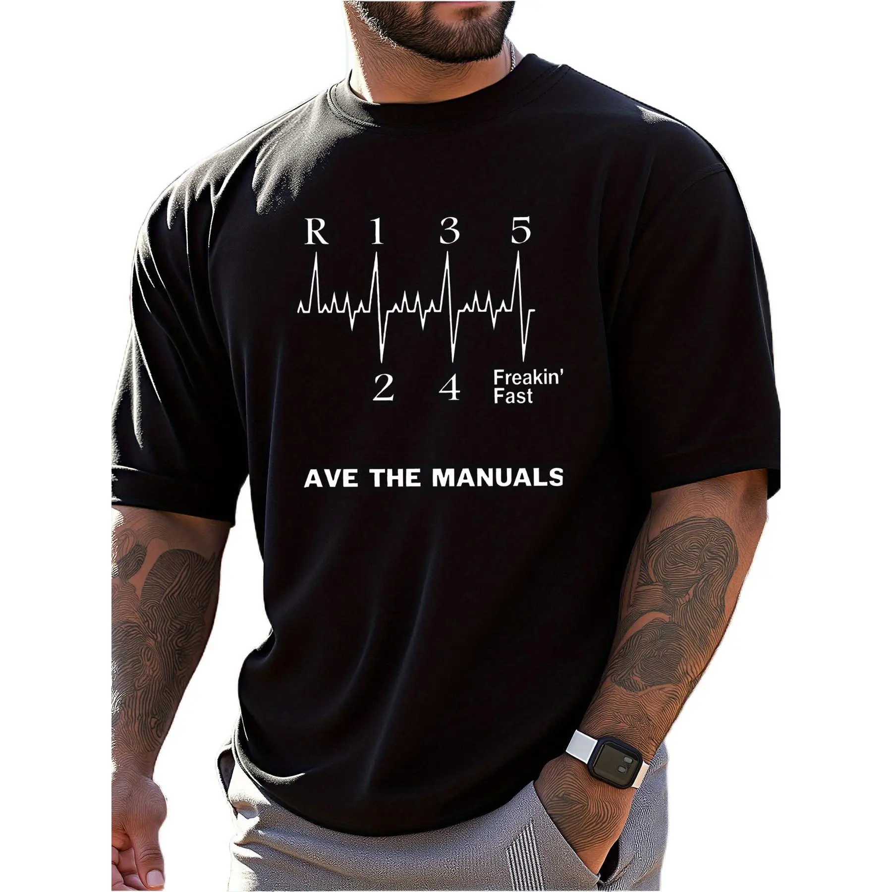 Men's Graphic T-Shirt, 100% Cotton Streetwear Short-Sleeve Crewneck, Casual Regular Fit and Breathable for Summer Outdoor Wear, Tshirt, Shortsleeve